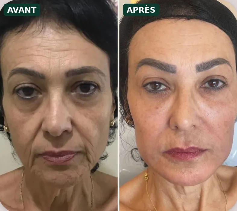 Lifting sans chirurgie HIFU à Nice : avant / après sur le visage, traits retendus et ovale redessiné